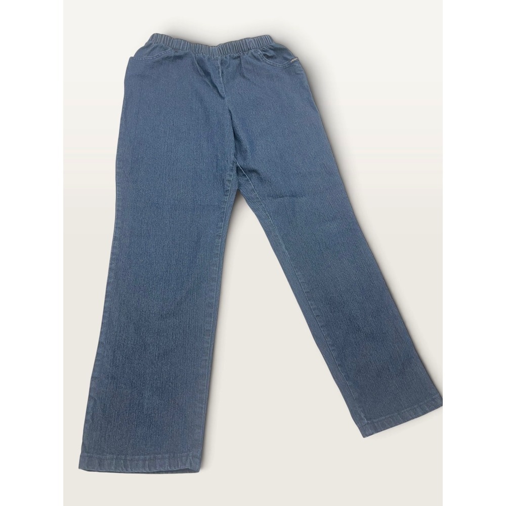 Chic Women's Size 10 Petite Pull-On Stretch Jeans Elastic Waist Straight Leg